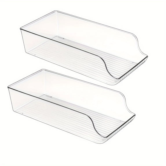 1/2 Pack Drink Dispenser Organizer for Refrigerator, Clear Plastic Tall Skinny Soda Pop Cans Holder Container Storage Bin