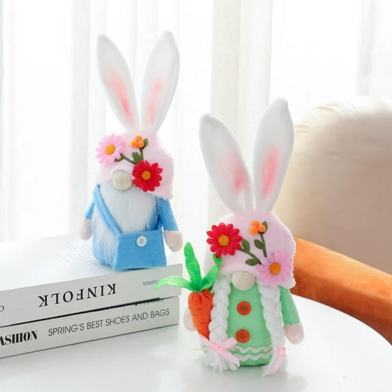 1/2 Pack Easter Bunny Gnome Plush Elf Decorations, Esho Mr and Mrs Handmade Scandinavian Rabbit Tomte, Spring Easter Day Decorations Home Table Ornament, Birthdays/Valentines/Easter Gift