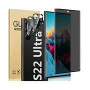 [1+2 Pack] Galaxy S22 Ultra Privacy Screen Protector + Camera Lens Protector 9H Hardness 3D Full Coverage Anti Spy Glass Screen Protector for Samsung Galaxy S22 Ultra 6.8 inch