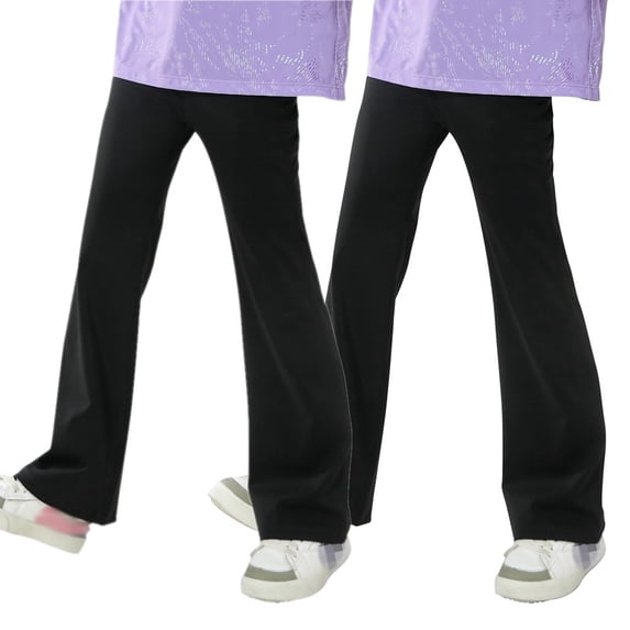 1/2 Pack Girls Athletic Yoga Pants Flare Leggings with Pocket, Kids High Waisted Bell Bottoms Skinny Pants Activewear 4-12 Years