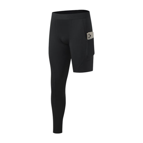 1/2 Pack Mens Compression Pants Single Leg Tight Sports Long Pants with Pockets for Basketball Base Layer Leggings S-3XL