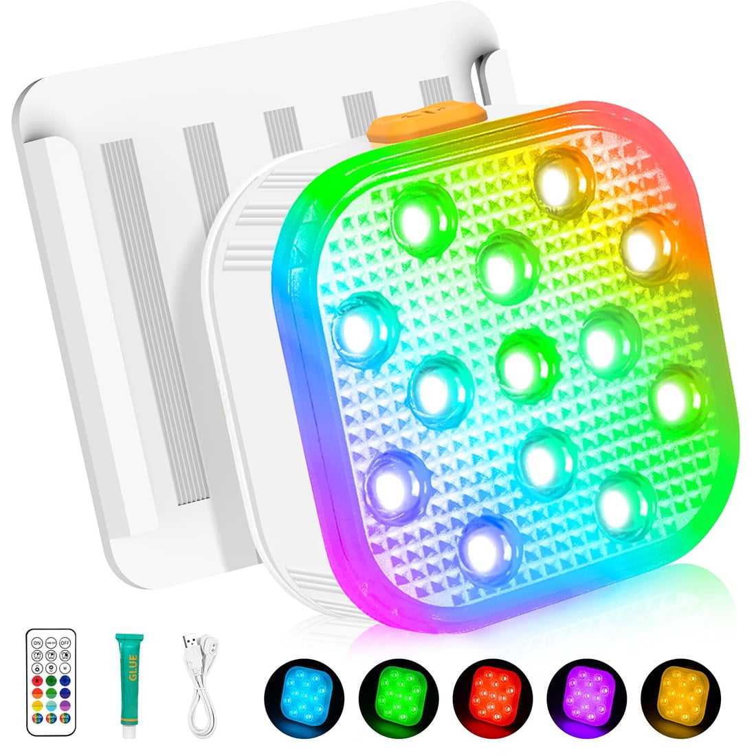 1/2 Pack Rechargeable Submersible LED Pool Lights with Remote, IP68 Waterproof Underwater Charging Battery Operated 16 Color Changing LED Lights for Pool Pond Decoration