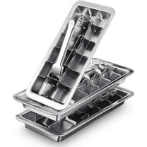 1/2 Pack Stainless Steel Ice Cube Maker and Tray 18 Slot Ice Cube Tray for Bars Kitchens Levers Remove Cubes Easy Removal Metal Ice Food Grade Freezer Molds for Food Juice Dishwasher Safe