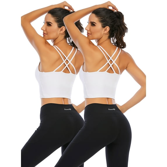 1-2 Pack Womens Camisole Bras Strappy Sports Bra Girls Tube Top Chest Pad Vest Without Steel Ring Sling Vest