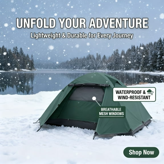 1-2 Person 4-Season Winter Backpacking Tent | Lightweight All-Weather Camping Gear with Rainfly | Ideal Cold Weather Tent & Christmas, Father's Day Gift