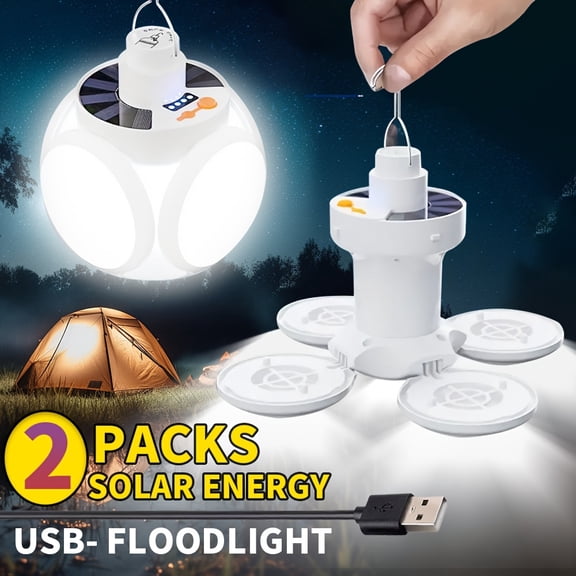 1/2 Piece LED Lighting, Solar Camping Portable Light, Power Reminder, No Plug-in USB Outdoor Camp Light, Garden Light, Indoor Emergency Lighting Flashlight, Best for Christmas, Thanksgiving