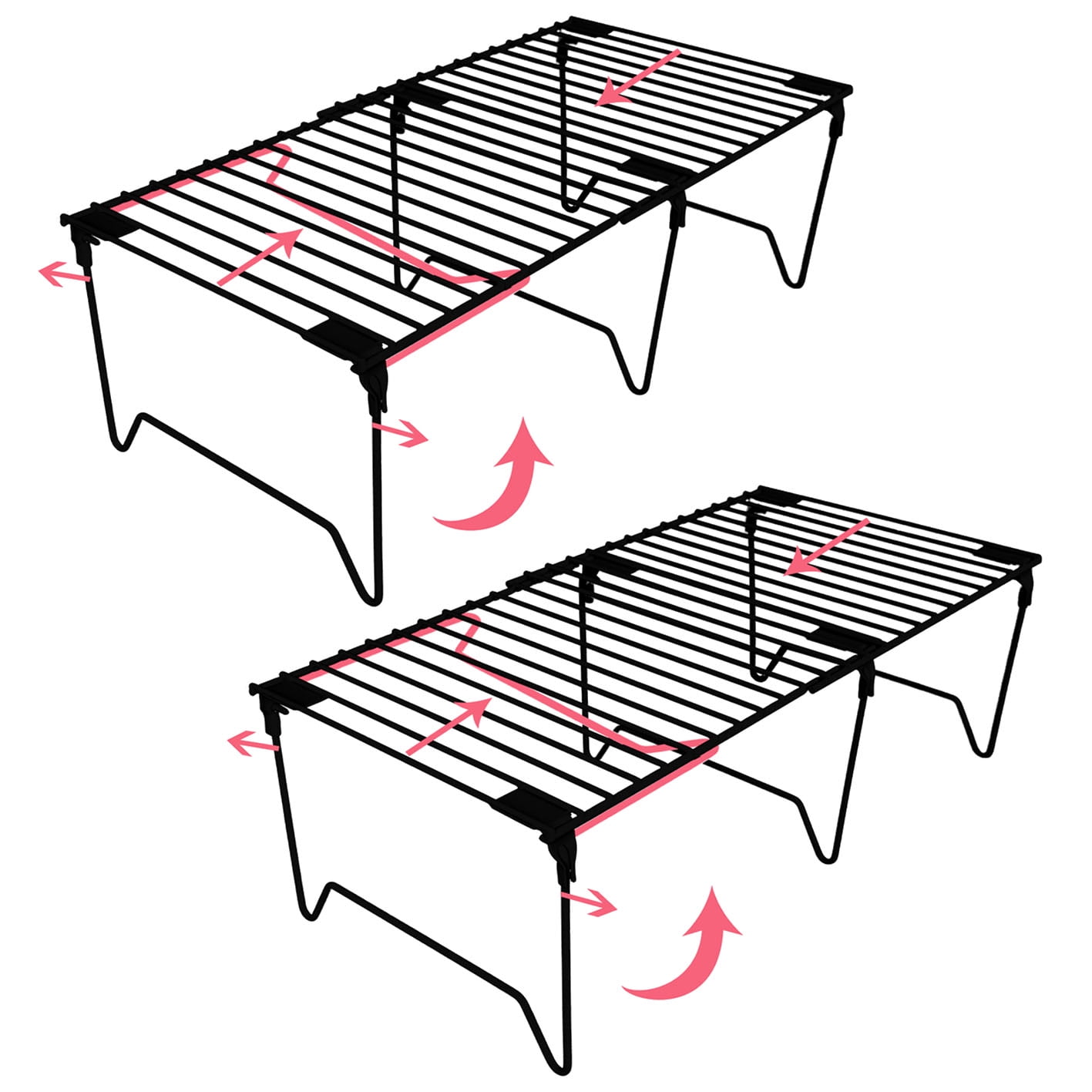 1/2-Piece Set freezer shelf,Stackable Cabinet Organizer Shelves,Foldable Pantry Shelf,Plate, Dish,Rustproof Metal Storage Organizer