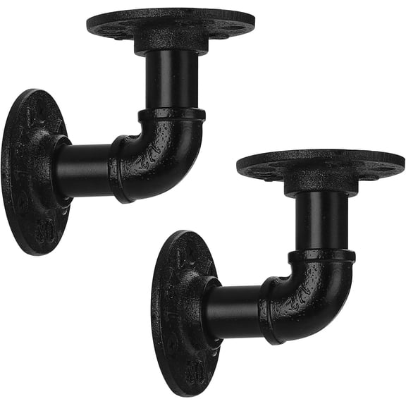 1/2" Pipe Shelf BracketWall Mounted Floating Shelf Bracket, Steam Punk Decor Hanging Wall Metal Bracket, Heavy Duty Decorative Rustic Shelving Bracket, Set of 2(3.3X3.3)
