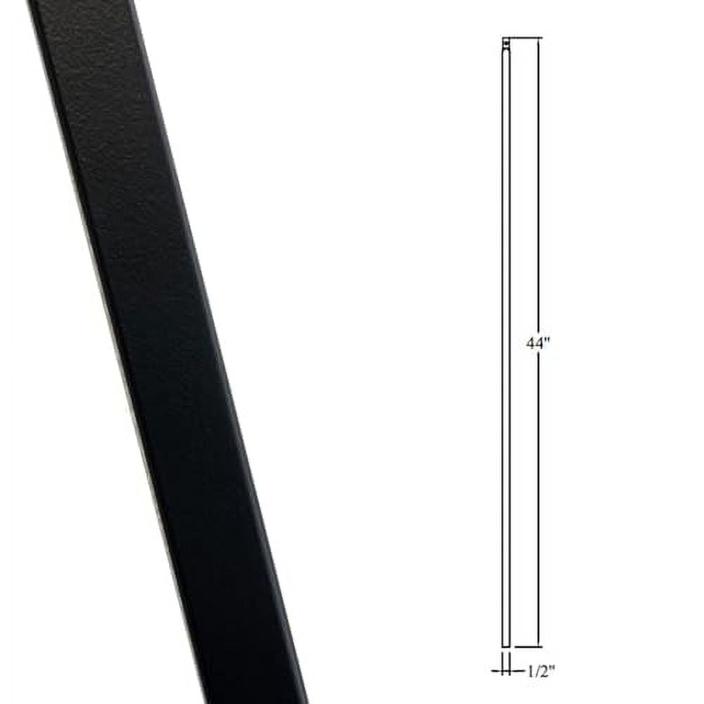 1/2" Plain BAR (Contractor 15-Pack) Stair Parts Modern Hollow (Real Satin Black not Matte) Metal Spindles - 1/2" x 44" Tall