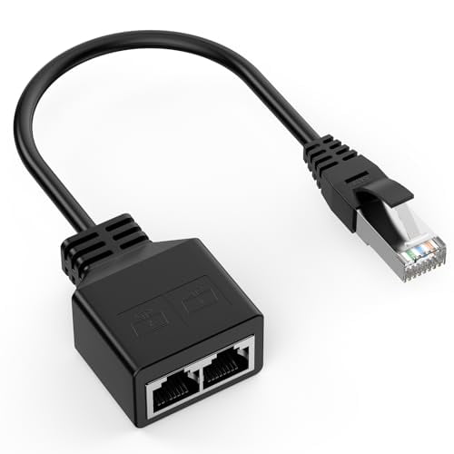 1 to 2 Port RJ45 Network Ethernet Adapter Splitter,E-thernet Splitter 1 Male to 2 Female LAN Ethernet Splitter Adapter Suitable Super Cat5,Cat5e,Cat6,Cat7,Cat8