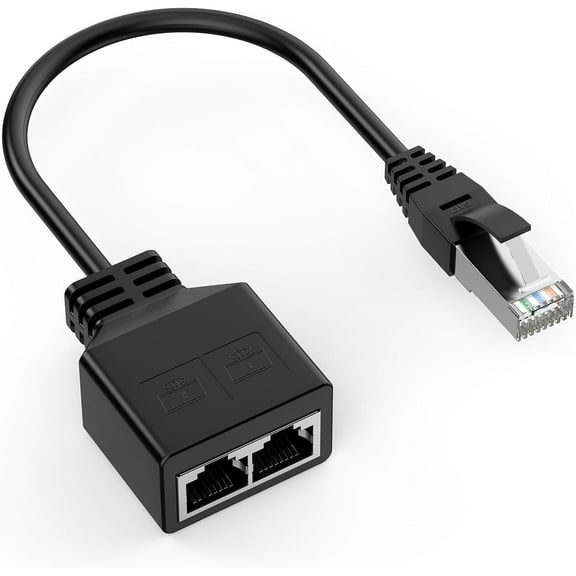 1 to 2 Port RJ45 Network Ethernet Adapter Splitter, Ethernet Splitter 1 Male to 2 Female LAN Ethernet Splitter Adapter Suitable Super Cat5,Cat5e,Cat6,Cat7,Cat8