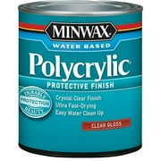 1/2 Pt Minwax 25555 Clear Polycrylic Water-Based Protective Finish Gloss