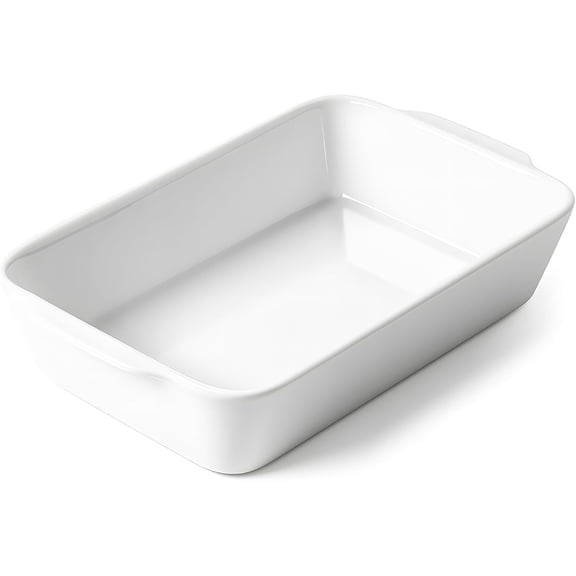 1.2 QT White Casserole Dish,Small Ceramic Baking Dish, Lasagna Pan for Oven, Bakeware Baking, Kitchen Decor, Microwave Oven Safe, Dinner Party (5.9" x 10.2")