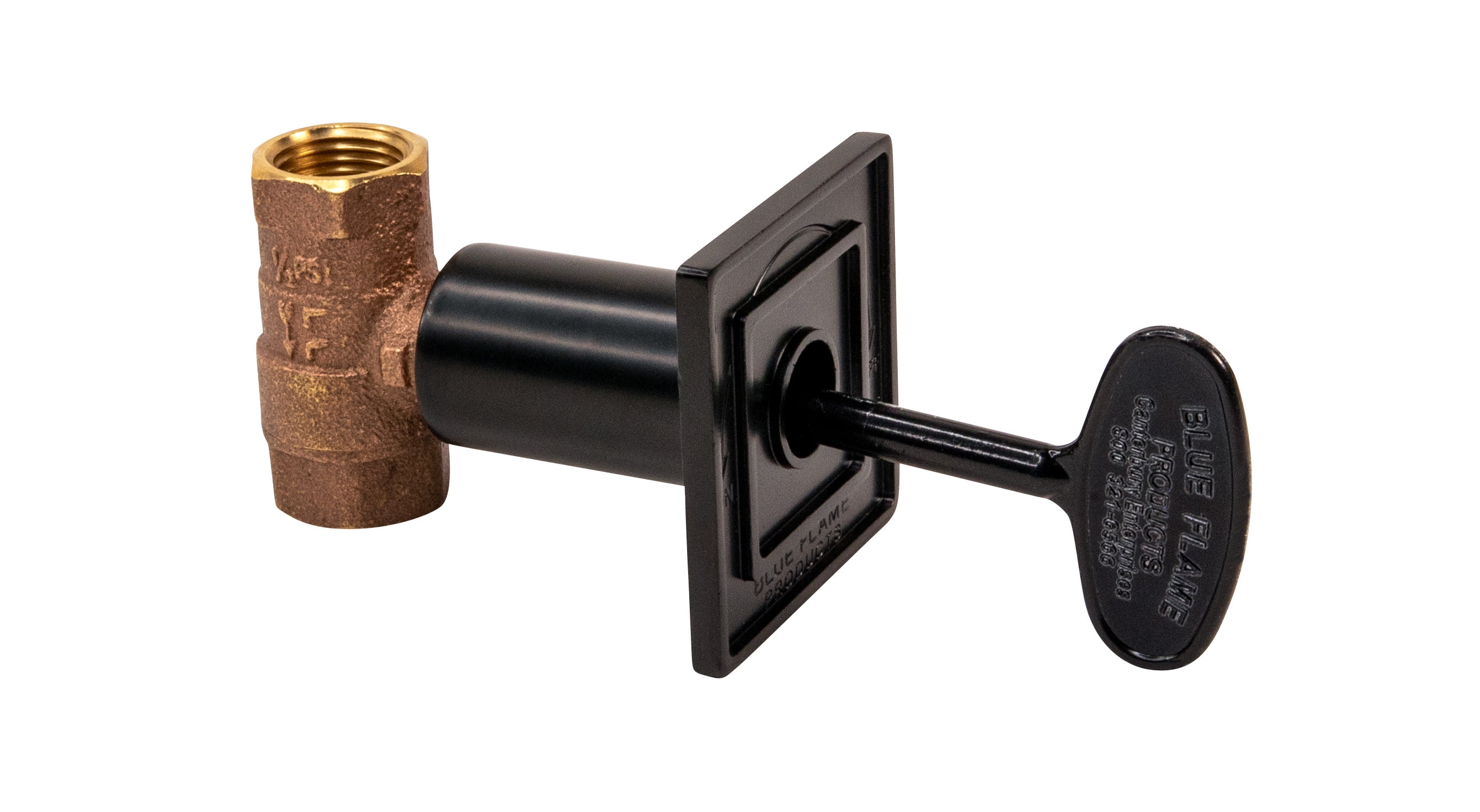 1/2" QUARTER-TURN STRAIGHT VALVE KIT W/SQUARE FLANGE AND 3" KEY-FLAT BLACK-150,000 BTU'S