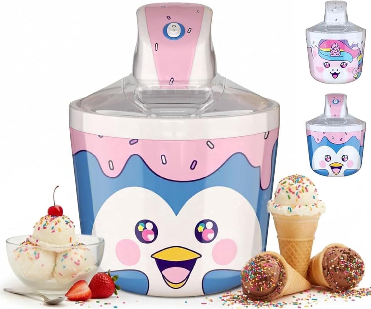 1.2 Quart Penguin Electric Ice Cream Maker Machine for Kids – Best Countertop Ice Cream Machine for Homemade Soft Serve, Sorbet, Gelato, Frozen Yogurt