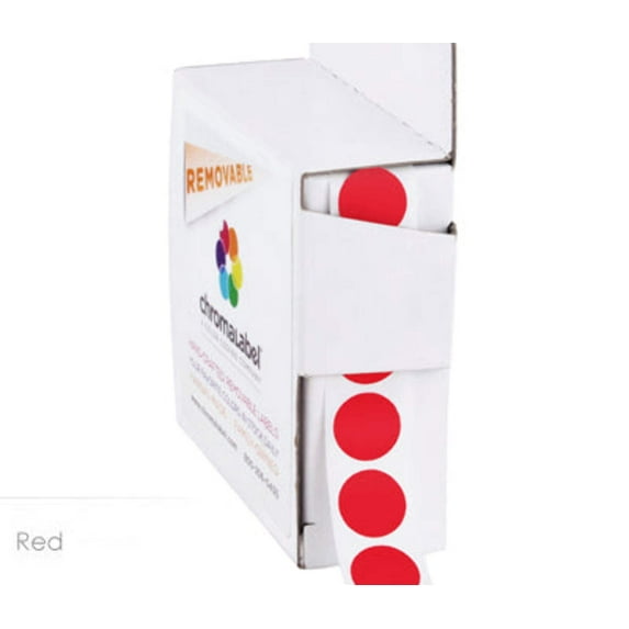 1/2" Removable Round, Color-Code Dot Stickers: 1,000/Box