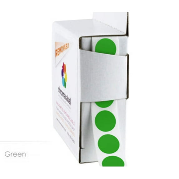 1/2" Removable Round, Color-Code Dot Stickers: 1,000/Box