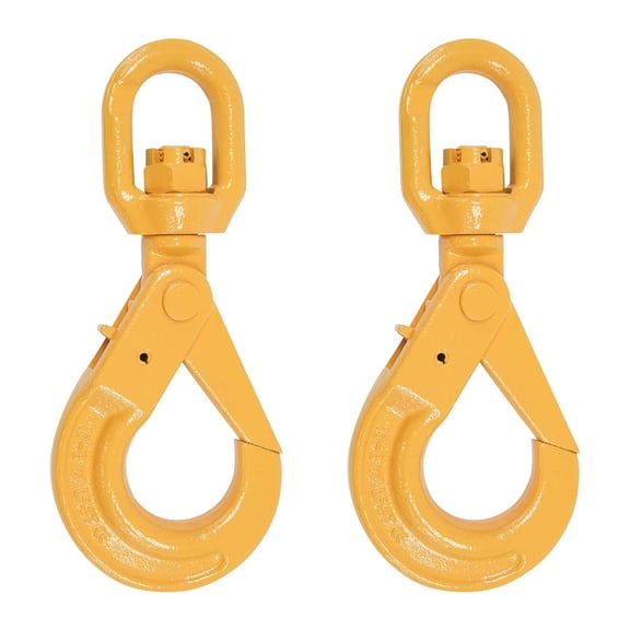 1/2" Self Locking Swivel Hook Grade 80, 12,000 lbs WLL- (2 Pack)