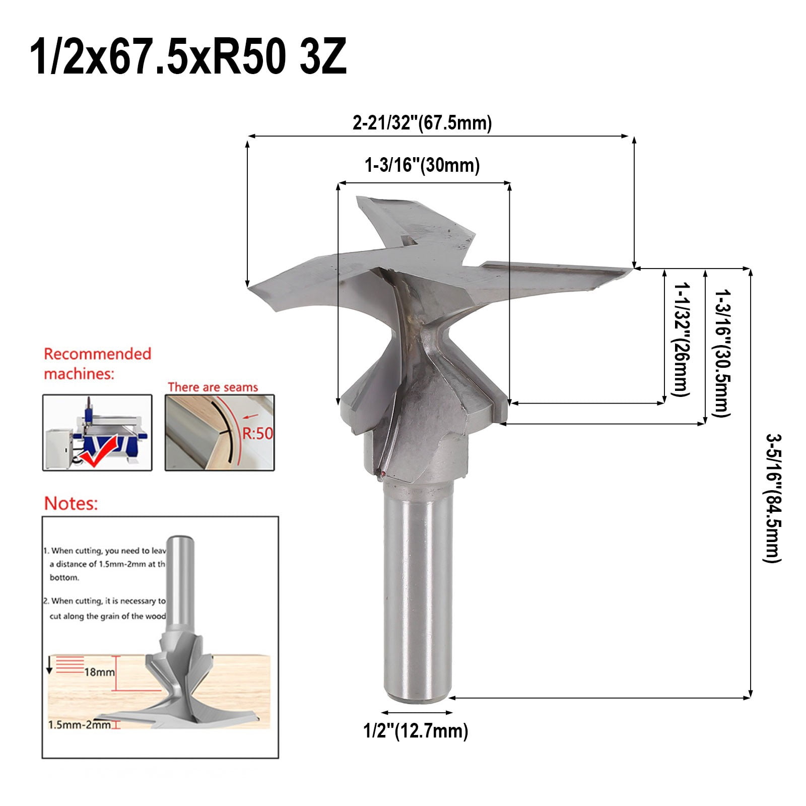 1/2 Shank Wood Router Bit for Bending Curves in Wood Projects - Walmart.com