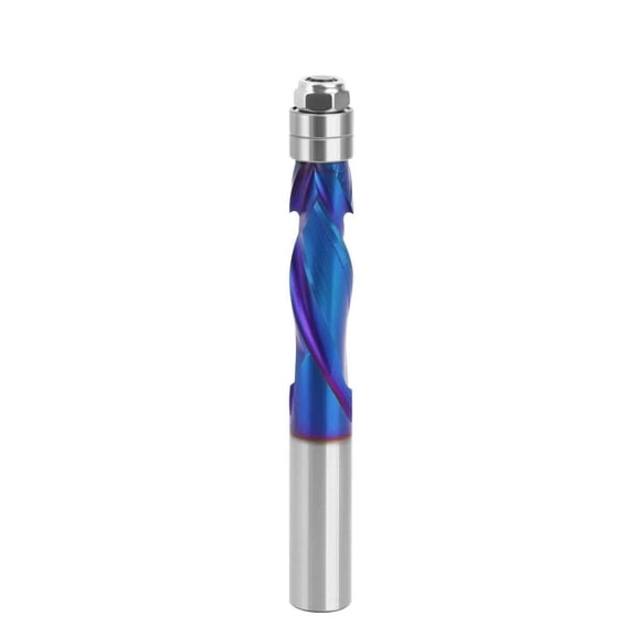 1/2" Shank Woodworking YK20 Carbide CNC Router Bit Blue Coated Compression Flush Trim Mill for Slotting and Trimming