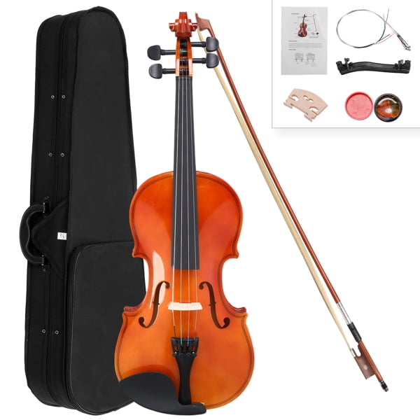 imerelez 1/2 Size Natural Acoustic Violin Package with Maple Body, Bow, Case, Rosin & Shoulder Rest for Beginner Learners