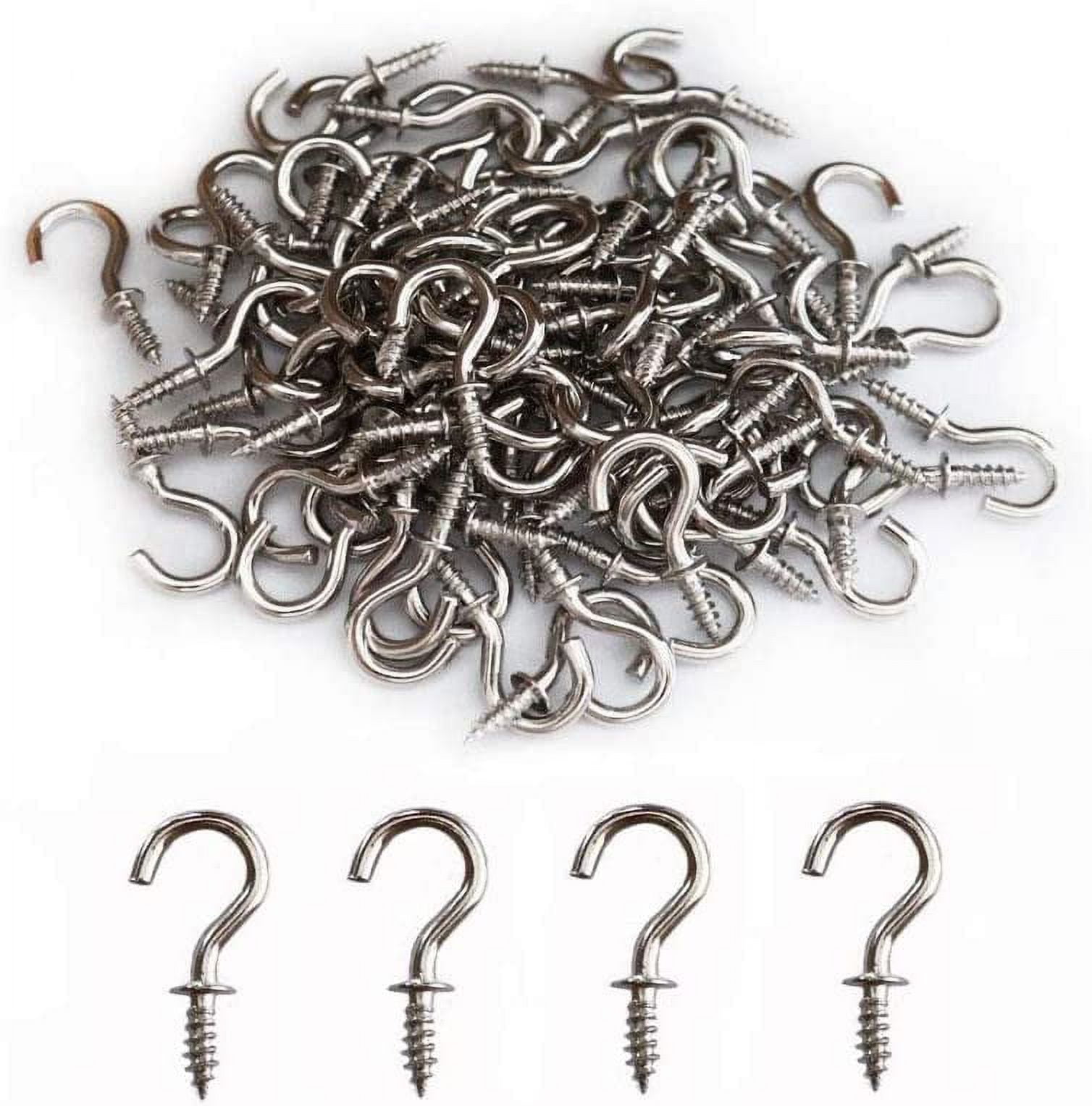 1/2'' Small Ceiling Hooks Screw-in Cup Hooks 1/2 Inch Screw Light Hooks DIY  Jewelry Hooks Silver (80Pack)