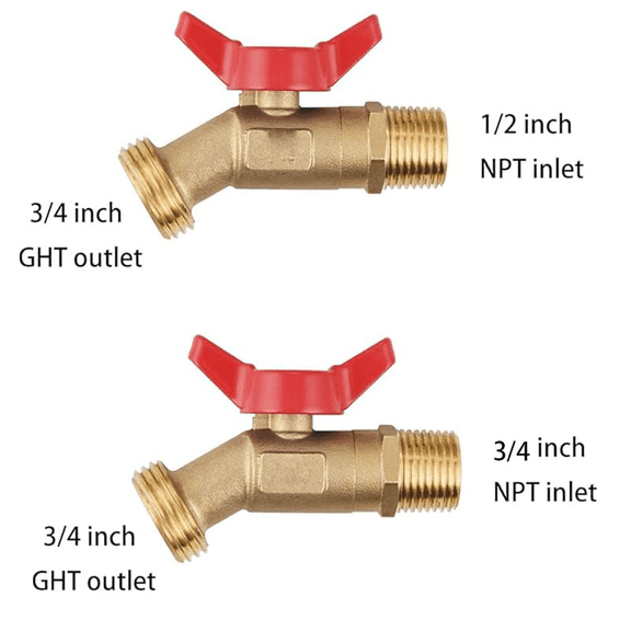 1/2 Solid Brass Rain Barrel Spigot, Quarter Turn Ball Valve Faucet with Heavy-Duty Bulkhead Fitting Adapter for Aquariums, Water Tanks, Tubs, Pools