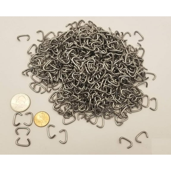 1/2 Stainless Steel Hog Rings for Crab pots, Cages, Traps, Fencing, Sausage Casings, Rabbit Cages (100 Count bag-3oz)