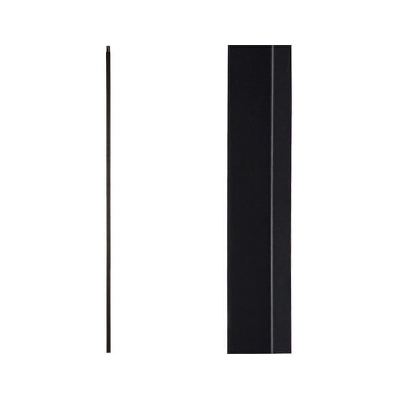 1/2" Stair Railing Iron Balusters (Contractor 15-Pack) Plain BAR Stair Parts Modern Hollow (Real Black not Matte) Metal Spindles - 1/2" x 44" Tall