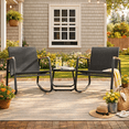 thumbnail image 1 of Aiho 3-Piece Outdoor Rocking Patio Set with Coffee Table, for Porch, Garden, Backyard - Black, 1 of 7