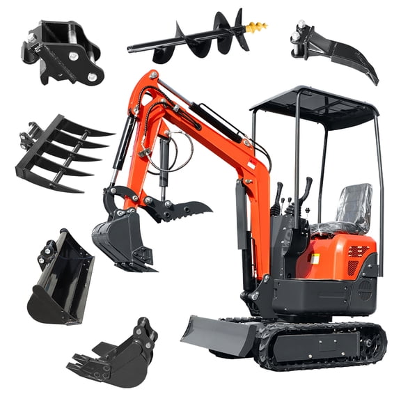 1.2 Ton Mini Crawler Excavator Compact Track Digger with 6 MultiFunction Attachments for Landscaping Farming Light Construction