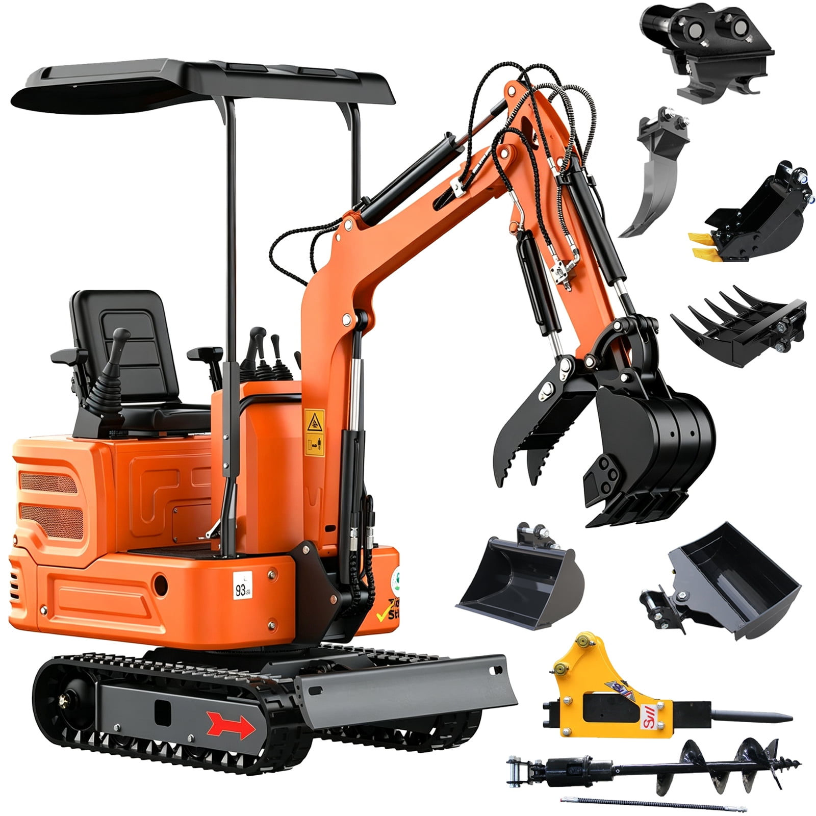 1.2 Ton Mini Excavator,13.5HP B&S Gas Engine 3600RPM, Pilot Control ...