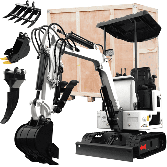 1.2 Ton New Pilot Control B&S Gasoline Mini Excavator with 13.5HP B&S Petrol EngineMini Excavator Gas Power 1 Ton,W/Ripper, Rake, Bucket EPA CertificationNot Assembled