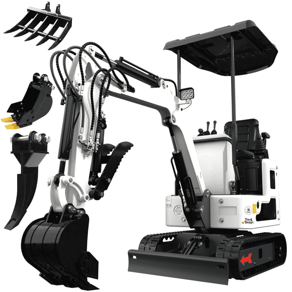 1.2 Ton New Pilot Control B&S Gasoline Mini Excavator with 13.5HP B&S Petrol EngineMini Excavator Gas Power 1 Ton,W/Ripper, Rake, Bucket EPA Certification