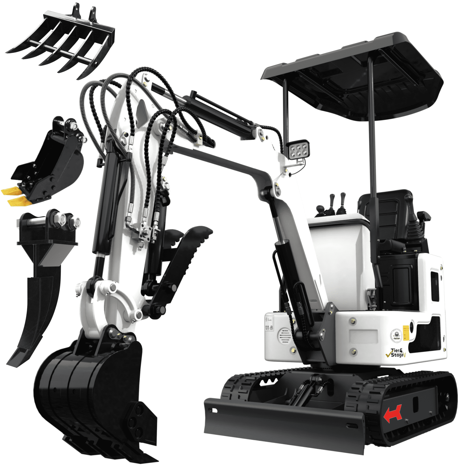 Engine Exit Rake 1.2 Ton New Pilot Control B&S Gasoline Mini Excavator with 13.5HP B&S ...