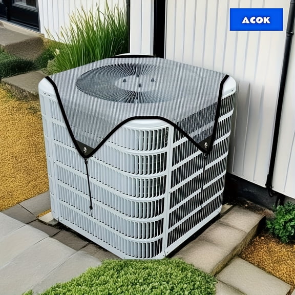 1/2 Universal Outdoor Air Conditioner Cover - 26" x 26" PVC Mesh AC Protector, No Batteries Needed, Prevents Leaves and Debris for Christmas