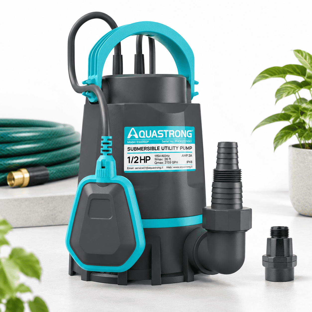 Sub Pump Pool 1/2 Utility Pump 3159 Gph Submersible Water With Float Draining Flooded ...