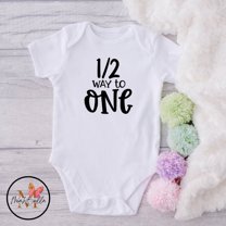 1/2 Way To One Onesie Half Birthday Onesie 6 Months Birthday Bodysuit Cool Baby Clothing, Cute Natural Baby Onesie, BABY BODYSUIT LAT 4424