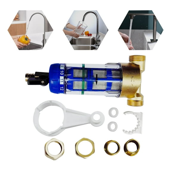 1/2" Whole House Water Pre-Filter System Reusable Spin Down Sediment Filter,Stainless Steel, Brass