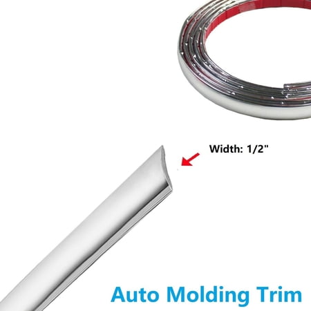 1/2"Wide Molding Trim Silver Auto Window Door Mirror Grille Strip Fender