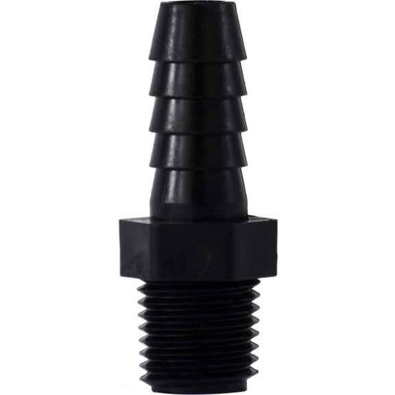 1/2 X 1/2 Hb X MIP Polyprop Adapter, Plastic Hose Barbs, Plastic Fittings