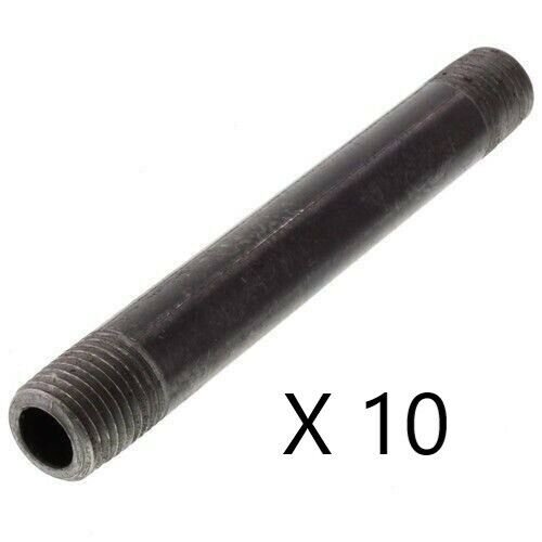 1/2"X 12" Long Nipple BLACK IRON PIPE FITTINGS THREADED PLUMBING- LOT OF 10