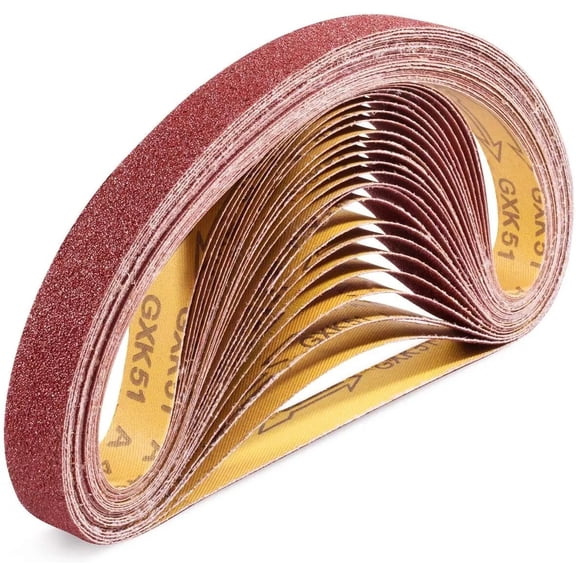 1/2 X 18 Inch Aluminum Oxide Air File Sanding Belts 36 Grit 80 Grit  Each 10 Pack