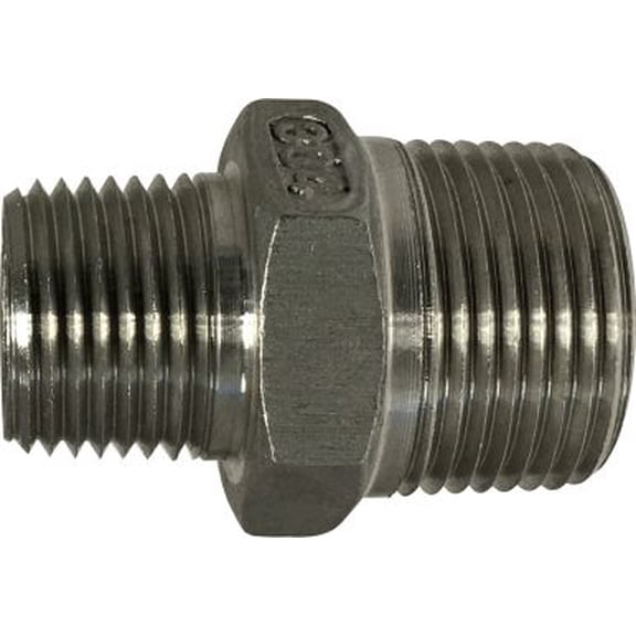 1/2 X 3/8 304 S.S. Hex Nipple, #304 150# Stainless Steel Fittings, Nipples and Fittings