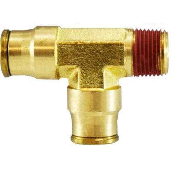 1/2 X 3/8 Push-In X MIP Run Tee, Brass Push In Fittings, Brass Fittings