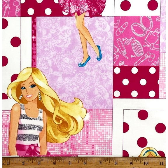 1/2 Yard - Barbie's Little Sister Skipper Doll on Pink Cotton Fabric (Great for Quilting, Sewing, Craft Projects, Throw Pillows & More) 1/2 Yard X 44" Wide