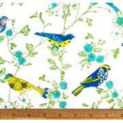 1/2 Yard - Birds & Blooms in Yellow & Green Screen Print Cotton Fabric Great for Quilting, Sewing, Craft Projects, Throw Pillows & More 1/2 Yard X 44" Wide