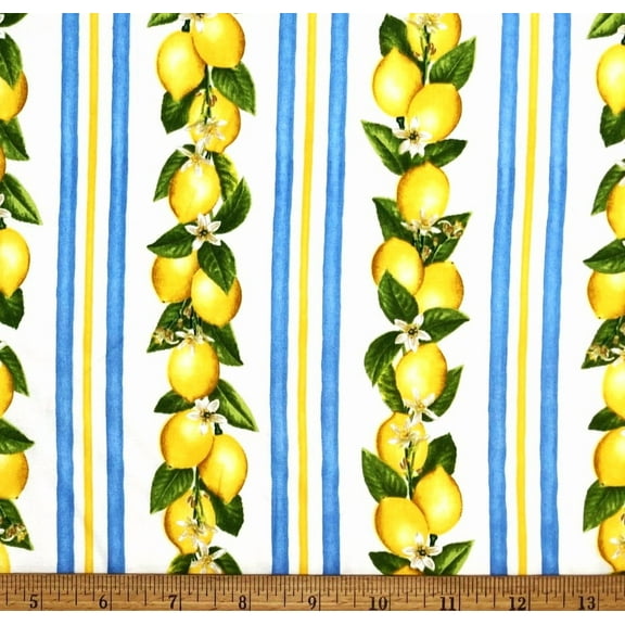 1/2 Yard - Bright Yellow Lemons Stripe Cotton Fabric (Great for Quilting, Sewing, Craft Projects, Throw Pillows & More) 1/2 Yard X 44" Wide