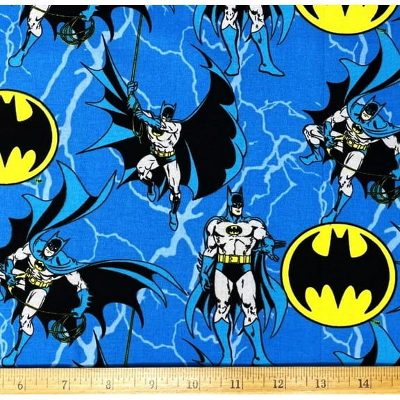 1/2 Yard - DC Comics Batman Hero on Blue Cotton Fabric (Great for Quilting, Sewing, Craft Projects, Throw Pillows & More) 1/2 Yard X 44" Wide
