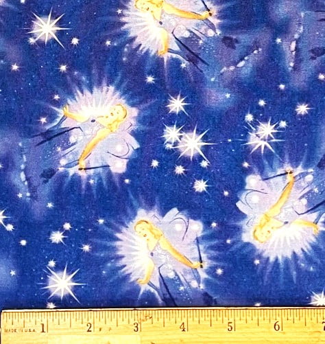 1/2 Yard - Disney Blue Fairy Pinocchio Cotton Fabric (Great for Quilting, Sewing, Craft Projects, Throw Pillows & More) 1/2 Yard X 44" Wide